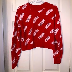 Cropped Red Stranger Things Long Sleeve